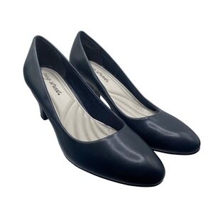 Easy Street Navy Blue Round Toe Low Heel Pumps Women Size 9.5 Comfort Shoes